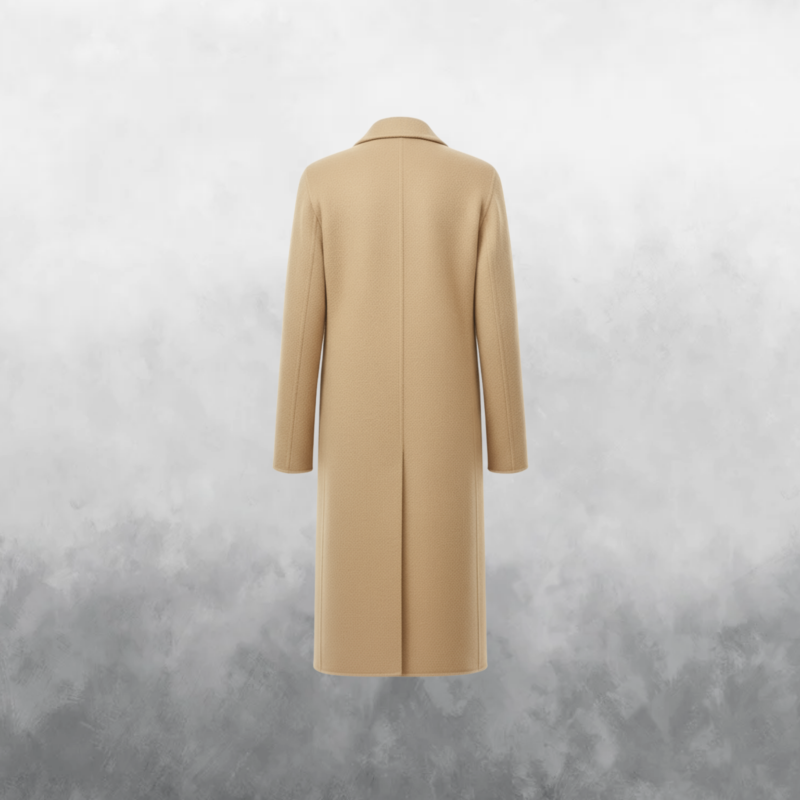 Beige overcoat on a textured gray background