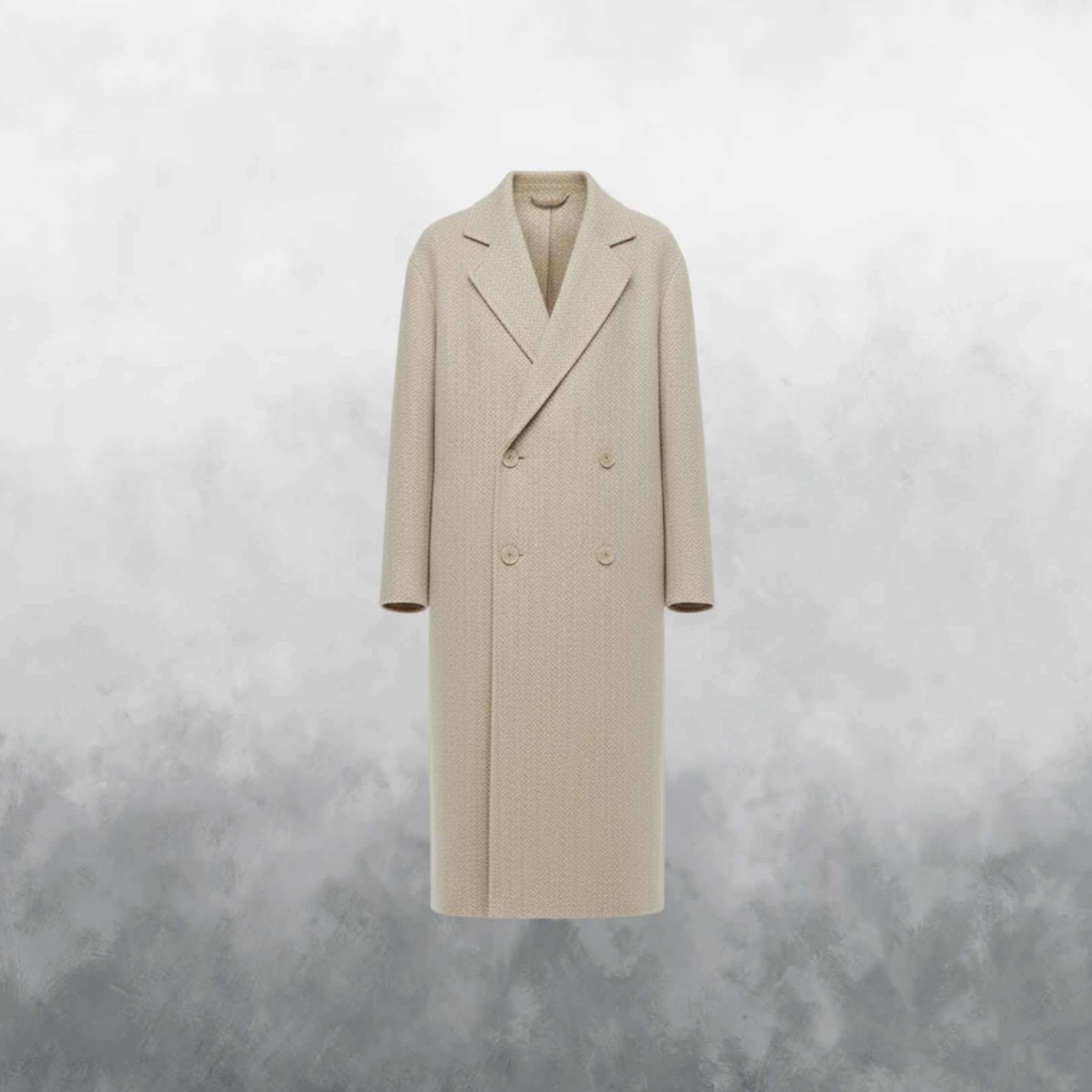 Beige overcoat on a textured gray background