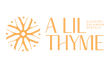 Logo of 'A Lil Thyme' with a stylized snowflake on a transparent background
