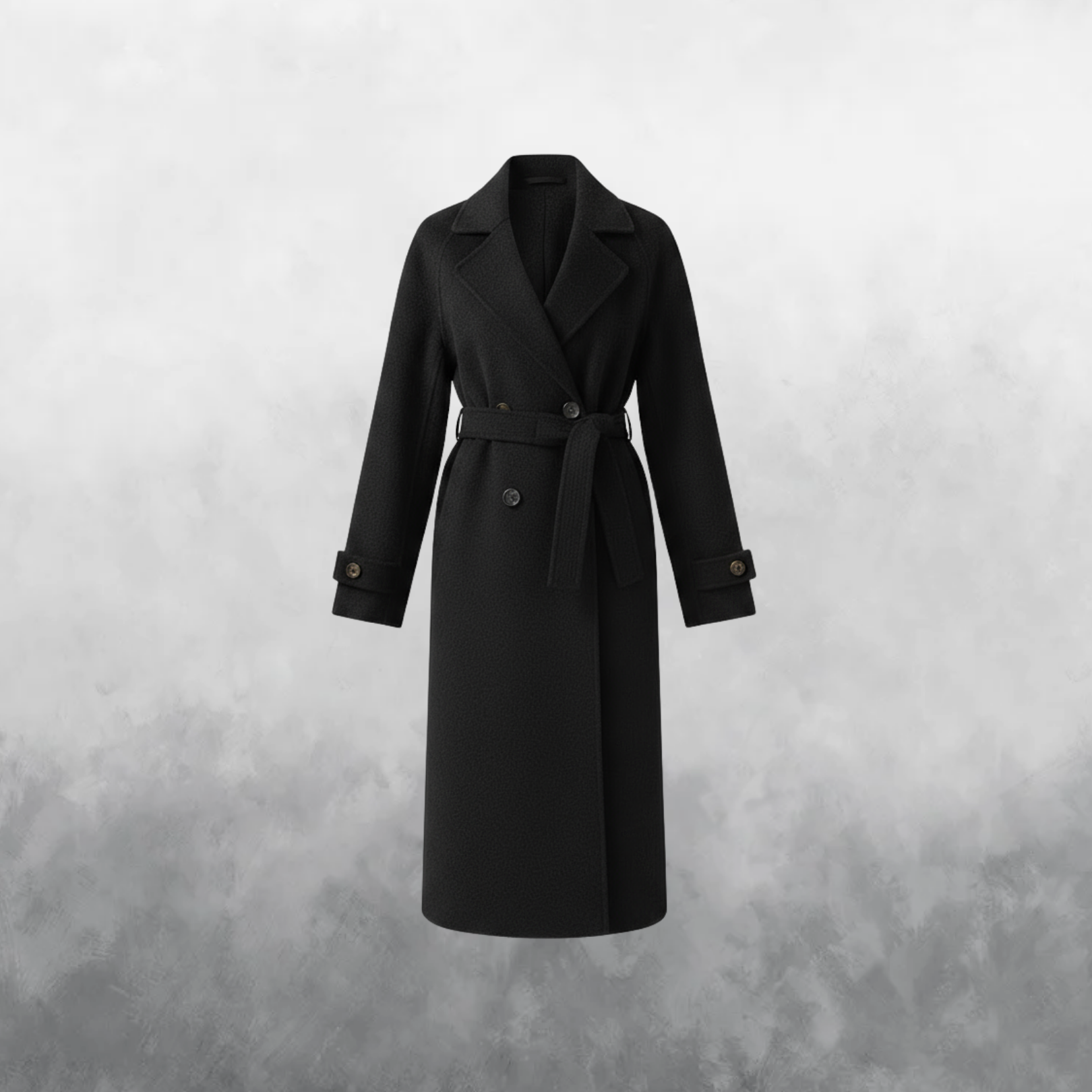 Black coat on a textured gray background