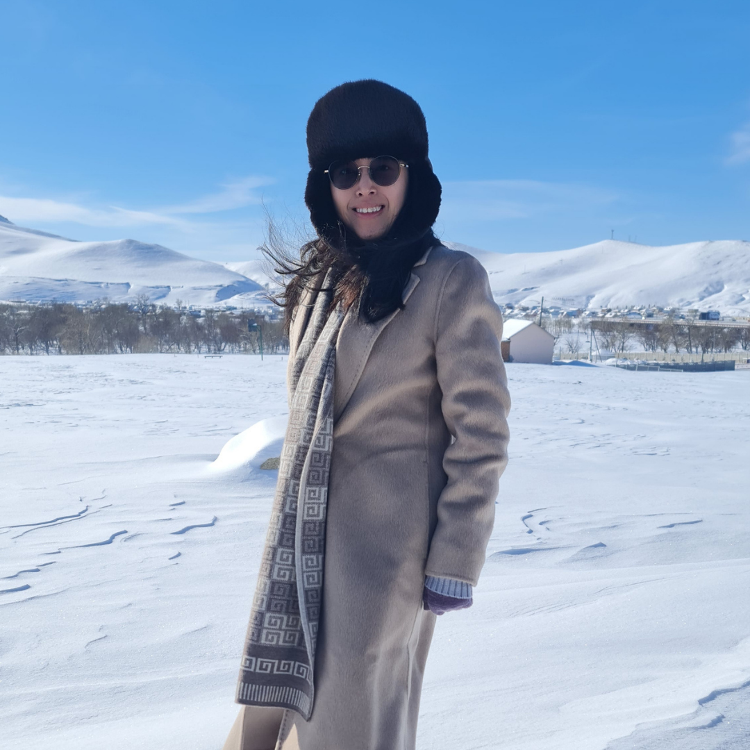 Geometric Cashmere Long Scarf in Brown