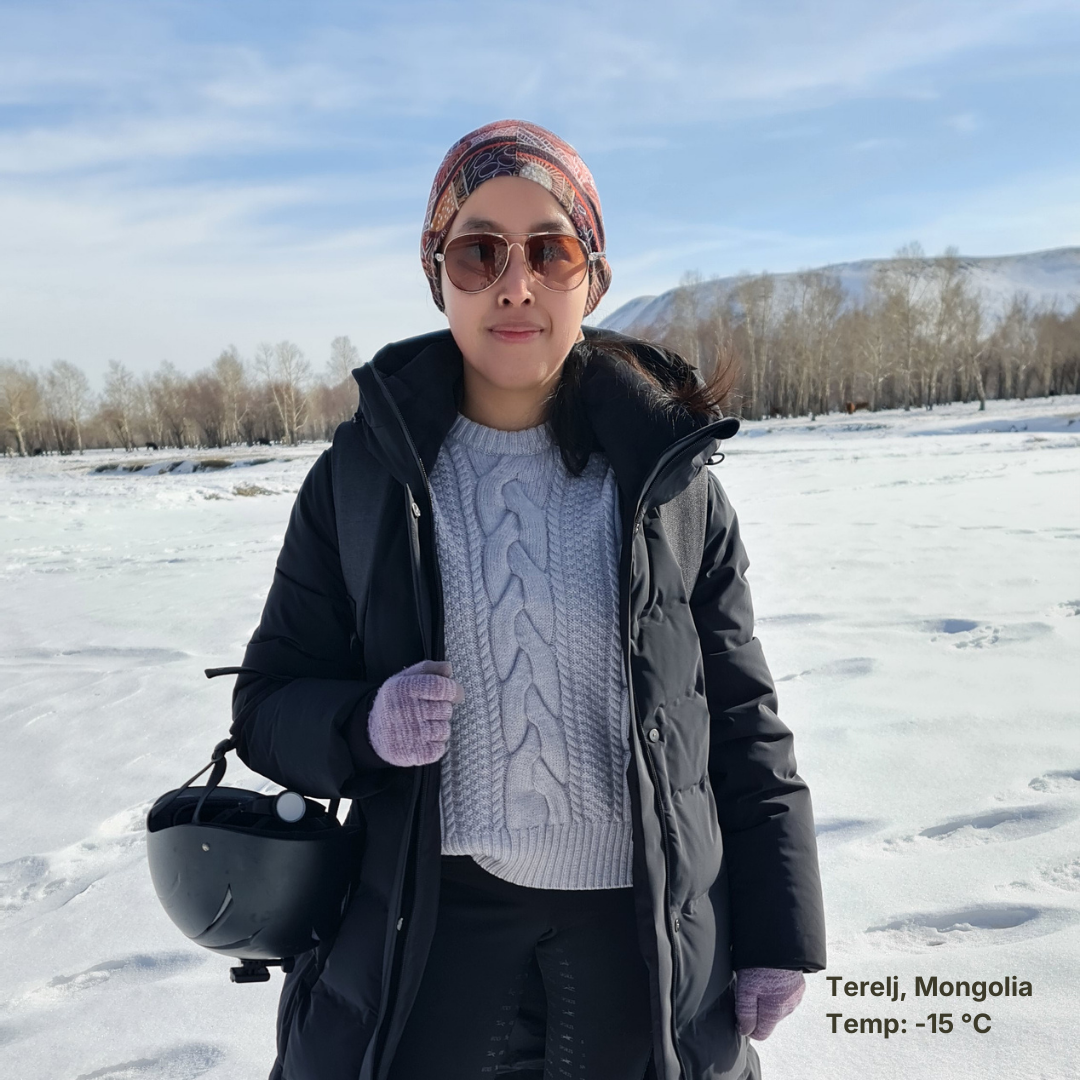 Hooded Goose Down Coat with Knit Cuffs in Black