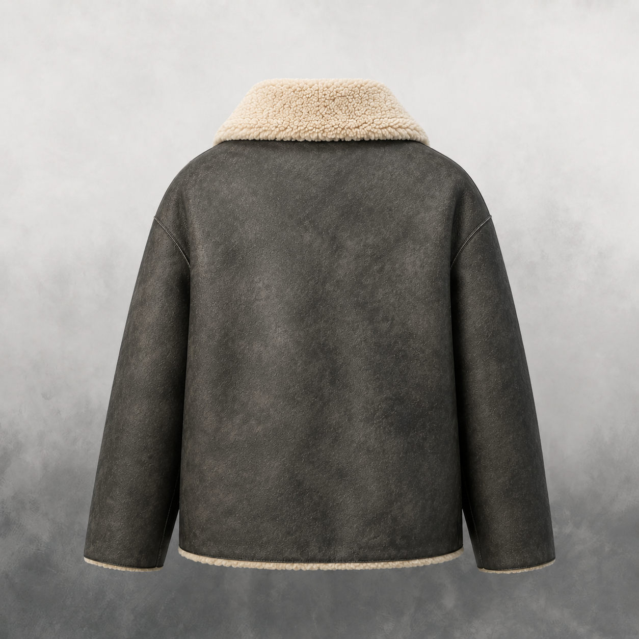 Reversible Faux Leather & Shearling Jacket in Dark Grey