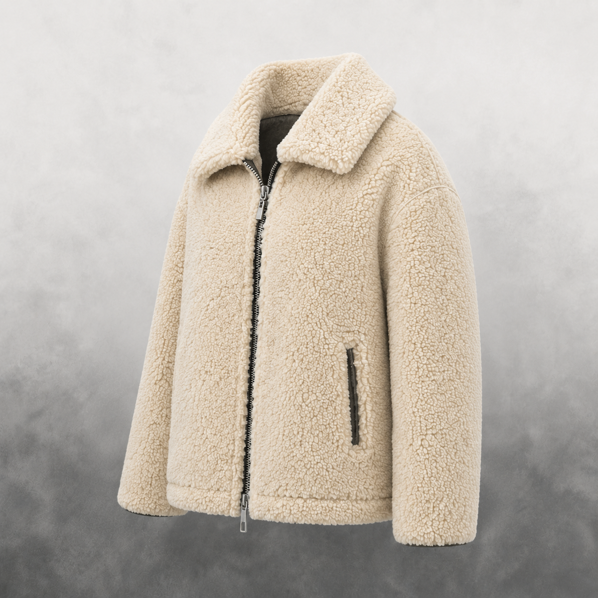 Reversible Faux Leather & Shearling Jacket in Dark Grey