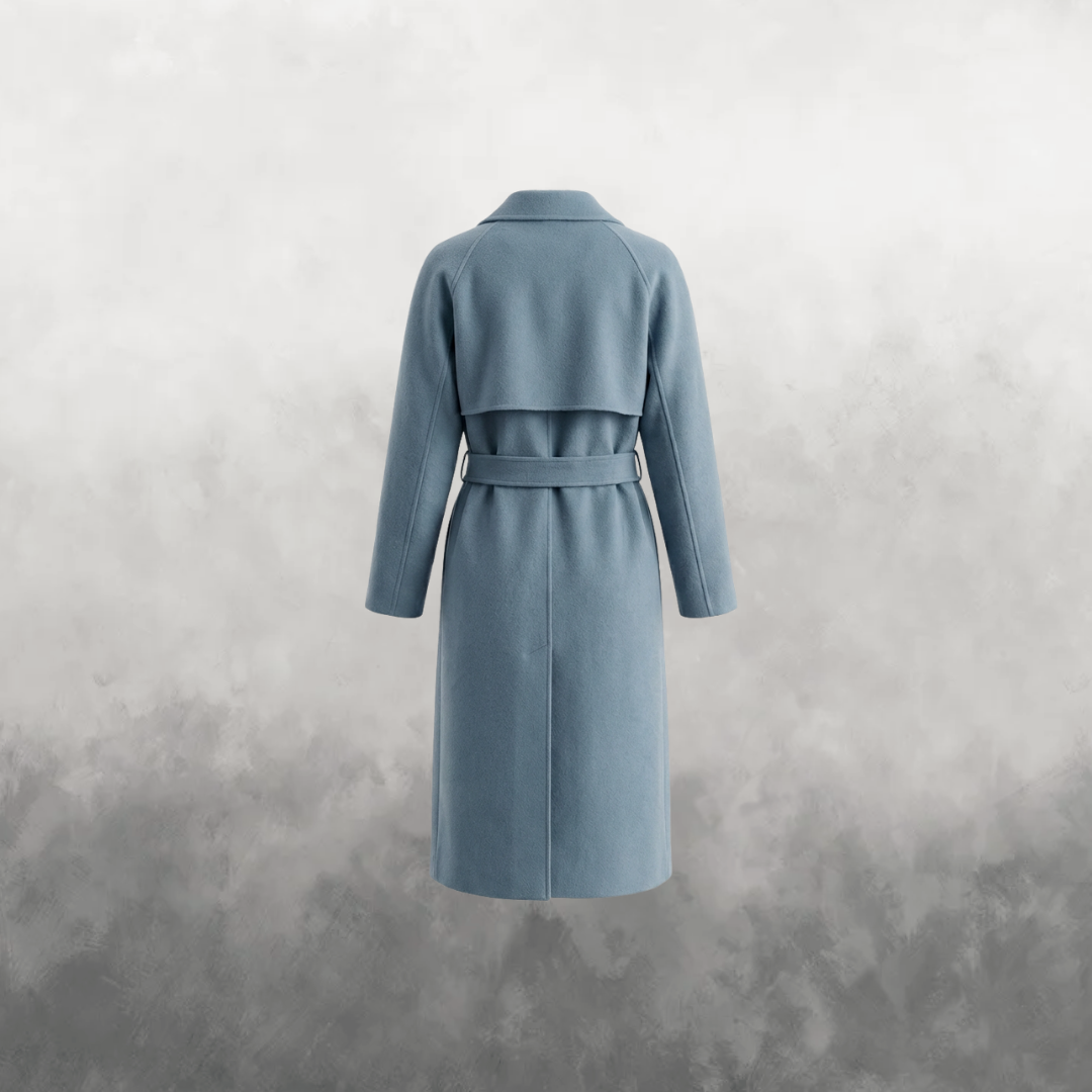 Classic Wool Coat in Ash Blue - Handmade