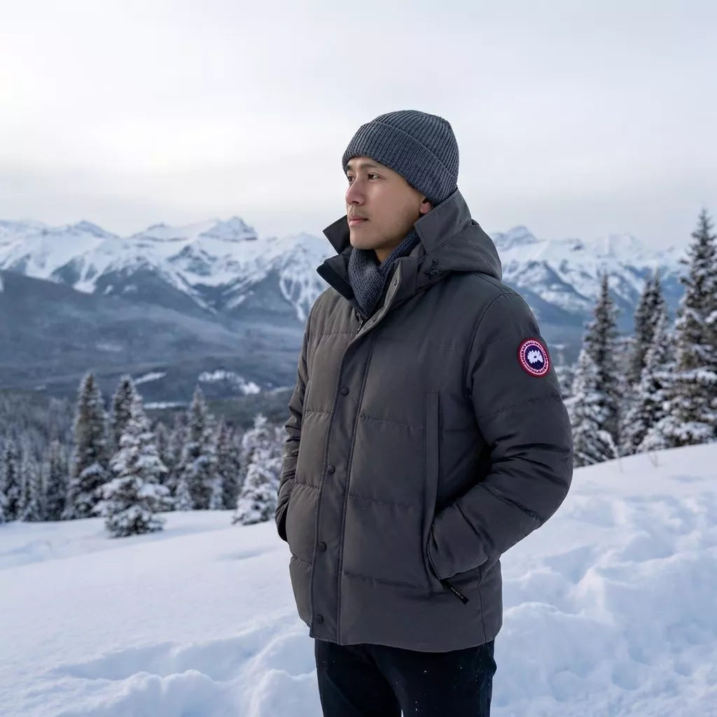 Wyndham Hooded Down Parka in Grey