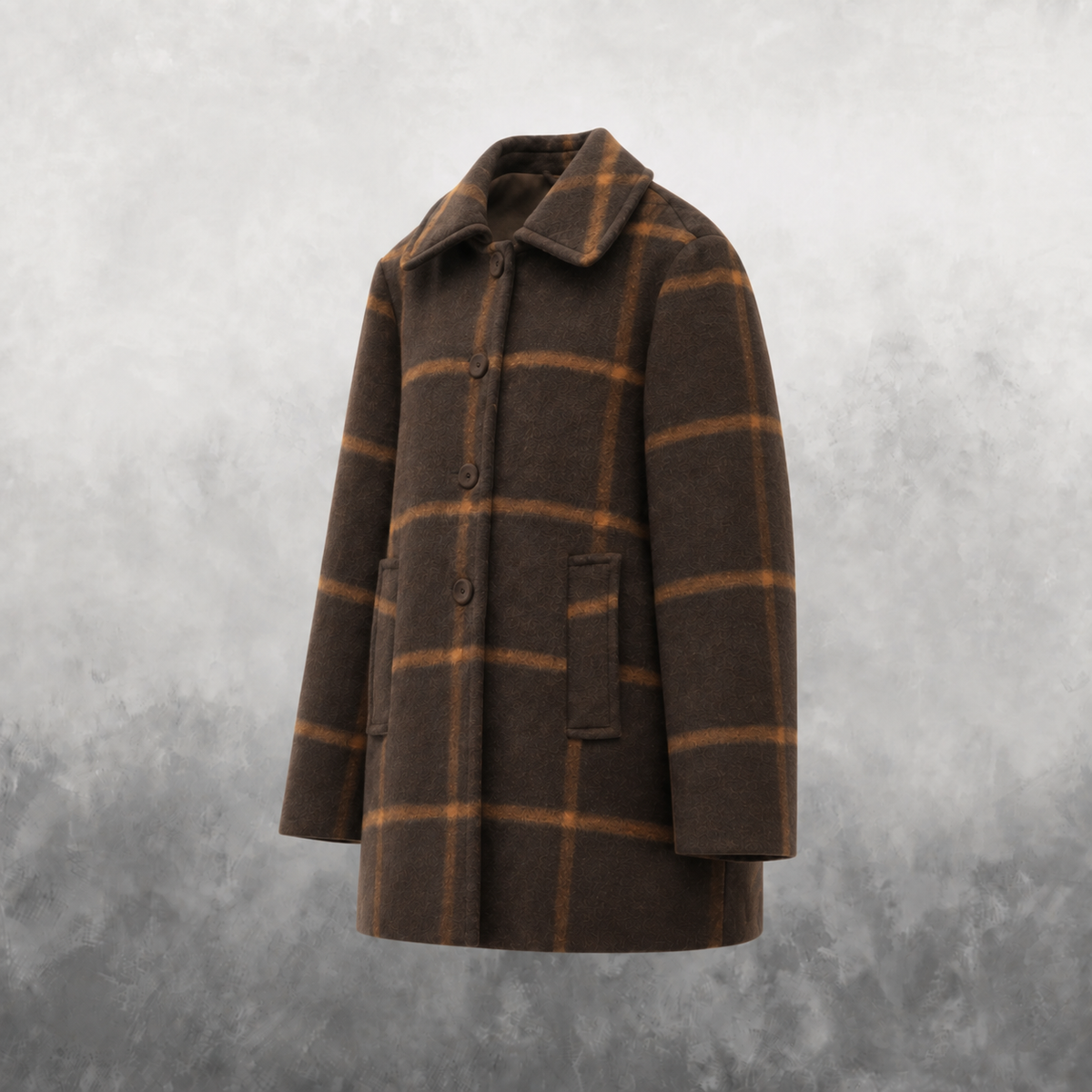 & Other Stories brown check A-line wool coat